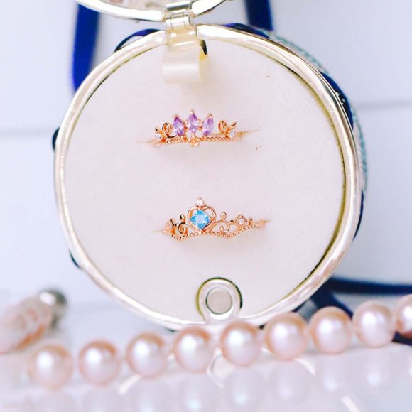 Rose Gold Vermeil Purple Tiara Crown Ring for her - Picture 8 of 10